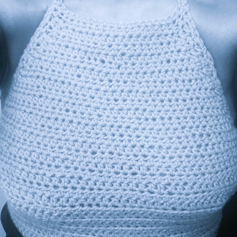 Hand Crocheted Light Blue Halter Top